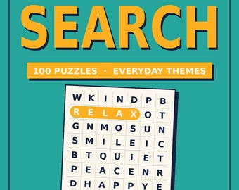 Large Print Word Search Printable PDF, 100 Themed Puzzles, Easy Read Puzzle Book for Seniors & Adults, Instant Digital Download