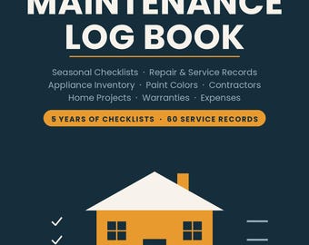Home Maintenance Log Book Printable, Home Repair Tracker PDF, Seasonal Maintenance Checklist for Homeowners, Instant Download Planner