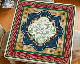 Tapis de mahjong Lotus Garden, tapis de table de jeux scénique oriental, housse silencieuse imperméable