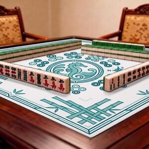 Angled close-up of the mat in use, highlighting the seahorse centerpiece, circular accents, bamboo-inspired corners, and fresh coastal color scheme.