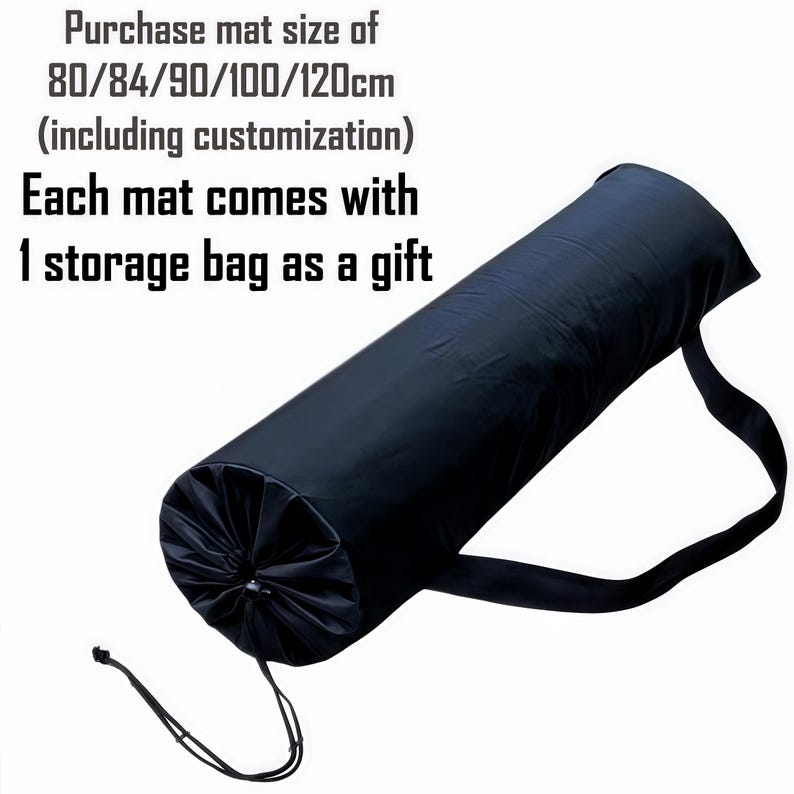 Gift storage bag presentation image showing the included carrying bag for easy rolling, storage, and transport of larger mahjong mat sizes.