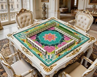Floral Mandala Mahjong Mat, Decorative Game Table Pad, Noise Reducing Non Slip Gaming Mat