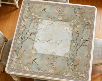 Tapis de mahjong vintage Bird Floral, housse de table de jeu de chinoiseries, coussin antidérapant