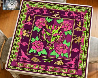 Tapis de mahjong Dragon King, tapis de table de jeu oriental, housse silencieuse épaisse et imperméable
