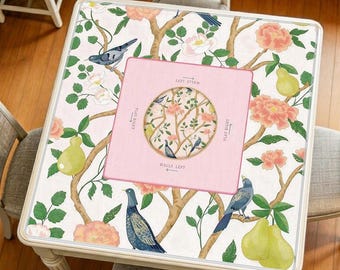 Tapete de Mahjong con diseño de peral rosa, alfombrilla de mesa para juegos con diseño floral de pájaros, funda para cartas, reductor de ruido.