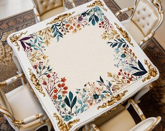 Colorful Leaf Art Mahjong Mat, Decorative Botanical Game Table Pad, Non-Slip Noise Reducing