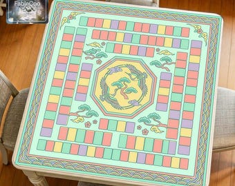 Tapis de mahjong chinois grue, tapis de table de jeu pin pastel, tapis de jeu silencieux imperméable