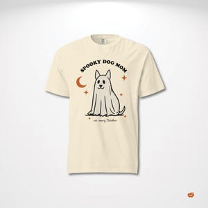 Spooky Dog Mom Shirt, Comfort Colors Halloween Dog Mom Tee, Retro Ghost Dog T-Shirt, Cute Spooky Season Dog Lover Gift, Fall Dog Mama