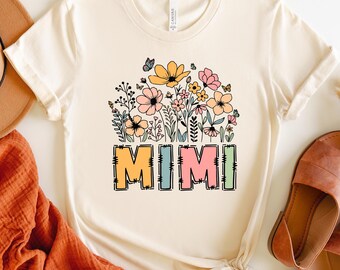 Camiseta Mimi con estampado floral, sudadera linda para abuela, regalo para el Día de la Madre para la abuela