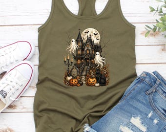 Retro Halloween Tank Top, Summer Tis The Season Pumpkin Ghost Tank, Halloween Gift for Her