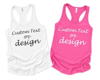 Aangepaste racerback-tanktop dames, gepersonaliseerd vrijgezellenfeest zomercadeau