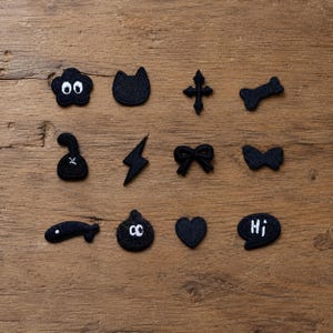 Mini Black Embroidered Patches for DIY Clothing, Bags, and Accessories, Iron-on or Self-Adhesive