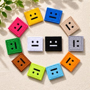 Adorable Robot Expression Patch for Clothing Repair, Handmade Fabric Applique for School Bags and Jackets