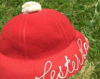 1950s chain stitch Wool Lester Lanin felt bucket hat Signature Music history Collectible 50s 40s Vintage