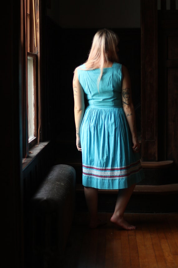 1940s blue cotton dress, Small medium, rick rack … - image 3