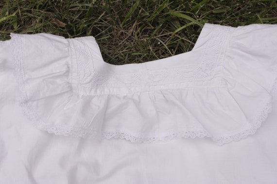 Antique white cotton Blouse folk ruffle prairie S… - image 7
