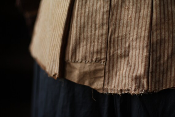 1870s striped brown wool and cotton bodice, XS pe… - image 6