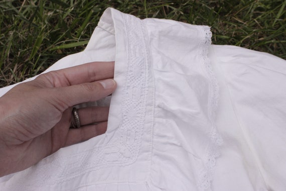 Antique white cotton Blouse folk ruffle prairie S… - image 2