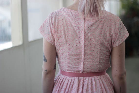 50s ballet Pink eyelet dress, XS/S