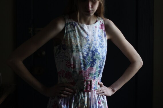 Vintage Romantic, Floral, Spring dress, Small, 80s