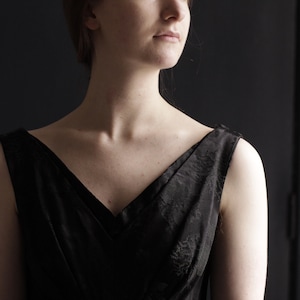 50s Black Brocade party dress XS/S