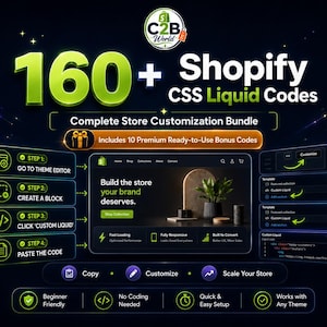 160+ Shopify CSS & Liquid Codes, Store Customization Bundle with 10 Bonus Enhancements