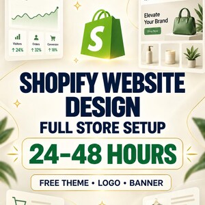 Shopify Website Design | Full Shopify Store Setup in 24 - 48H | Custom Ecommerce Website For Dropshipping