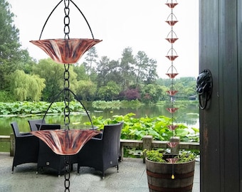 Cadena de lluvia metálica con forma de loto, repuesto para bajante resistente a la intemperie, elegante decoración para jardín zen en cobre/azul/negro.