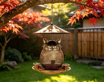 Mangiatoia per uccelli da appendere agli alberi - Mangiatoia per colibrì in metallo in stile rustico, mangiatoia sospesa per uccelli per giardini e cortili.