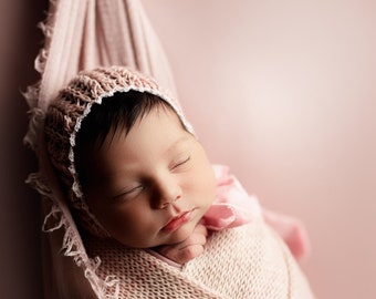 KAYLEIGH Newborn Hat, bonnet and wrap set Bonnet Newborn Props Knit Hat Newborn Knit Hat Photo Props Photography Props