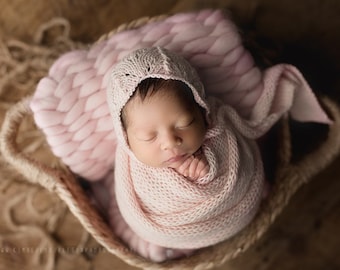 CLODAGH Newborn Hat and wrap set Bonnet Newborn Bonnet Newborn Props Knit Hat Newborn Knit Hat Photo Props Photography Props Newborn Prop