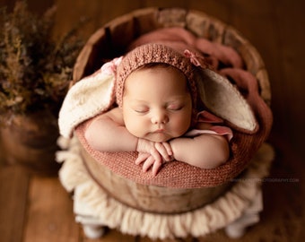 LUCY newborn bunny bonnet and wrap set photo prop