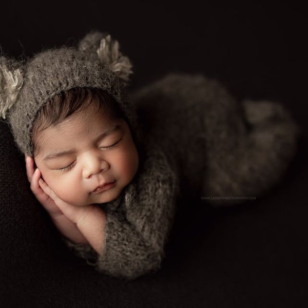 Newborn Footed pajamas koala outfit, koala outfit baby, knitted pajamas, knitted outfits newborn, photography props, newborn photo prop