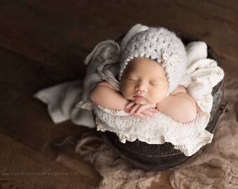 KEEVA Newborn Bonnet and wrap set, Newborn Bonnet Baby Photography Prop Newborn Props