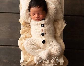 Footed romper and sleepy hat set,newborn footed romper, photo prop knit sleeved romper teddy bear outfit newborn boy outfit