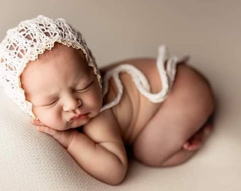 MOLLY Newborn bonnet, newborn pillow and wrap set, Newborn girl set, Newborn Knit Hat, Photo Props, Photography Props