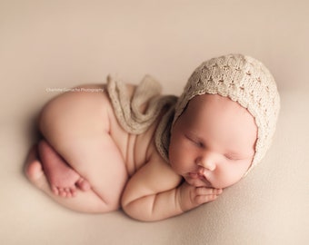 ERIN Bonnet Newborn Props Newborn Knit Bonnet Hand Knitted Bonnet Photography Props Newborn Photo Hat Baby Shower Gift Knitted Hat Hat