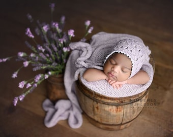 GRACE Newborn Hat and wrap set Bonnet Newborn Bonnet Newborn Props Knit Hat Newborn Knit Hat Photo Props Photography Props Newborn Prop