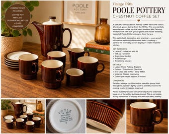 Vintage Poole Pottery Chestnut Coffee Set | 1970s Mid Century Modern English Stoneware