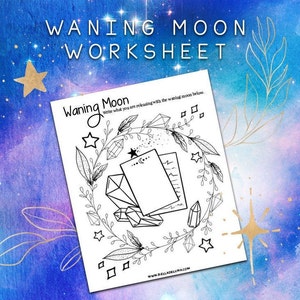 Waning Moon Worksheet - Coloring Page- Grimoire Book Of Shadows Printout