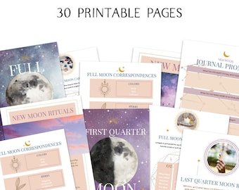 Moon Magic Printable Grimoire Pages for Beginners, Baby Witch , Book of Shadows Printable