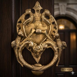 Handmade heavy duty Large Vintage Birds Statue Heavy Brass Door Knocker | 6.5 inch