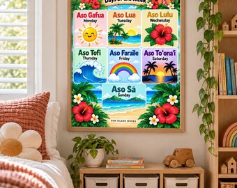 Samoan Days of the Week Poster – Monday First | Samoan Language Learning for Kids | Printable Wall Art