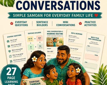 Everyday Samoan Conversations Learning Pack | Family Phrases, Mini Dialogues (Printable PDF)