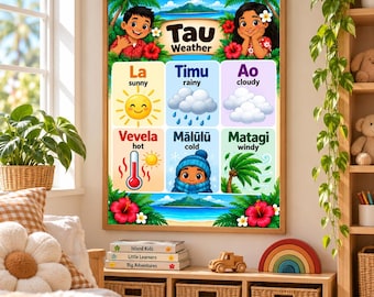 Samoan Weather Poster | Tau | Samoan Language Learning | Kids Educational Wall Art | Samoan Classroom Decor
