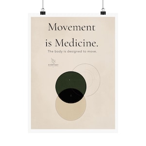 Movement is Medicine Poster | Minimalist Health and Wellness Wall Art | Physical Therapy, Chiropractic, Clinic Office Decor