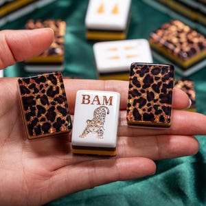 Leopard Print American Mahjong Set, 160 Acrylic Tiles