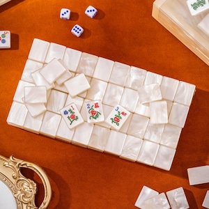 166 Shell-Translucent Acrylic Mahjong Tiles, Laser Engraved Hand Painted Set (Storage Box, Racks Optional)
