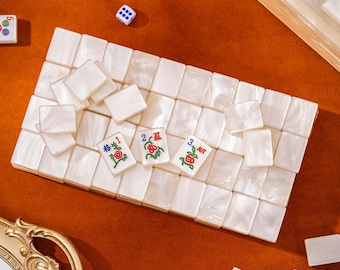 166 Shell-Translucent Acrylic Mahjong Tiles, Laser Engraved Hand Painted Set (Storage Box, Racks Optional)