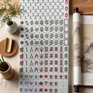 Green Bamboo Pattern American Mahjong Set, 160 Tiles Collector Game image 12